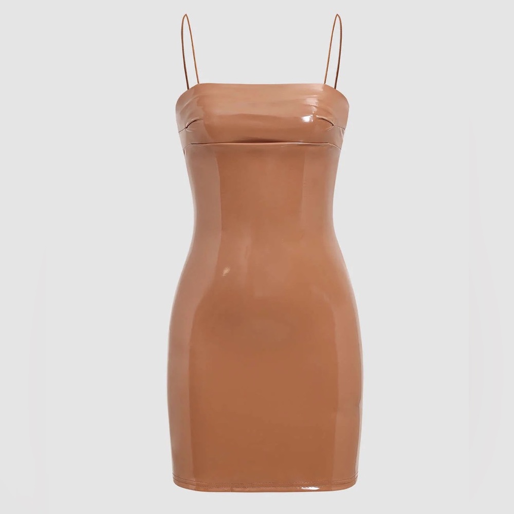 Micas Glossy Faux Leather Bodycon Dress